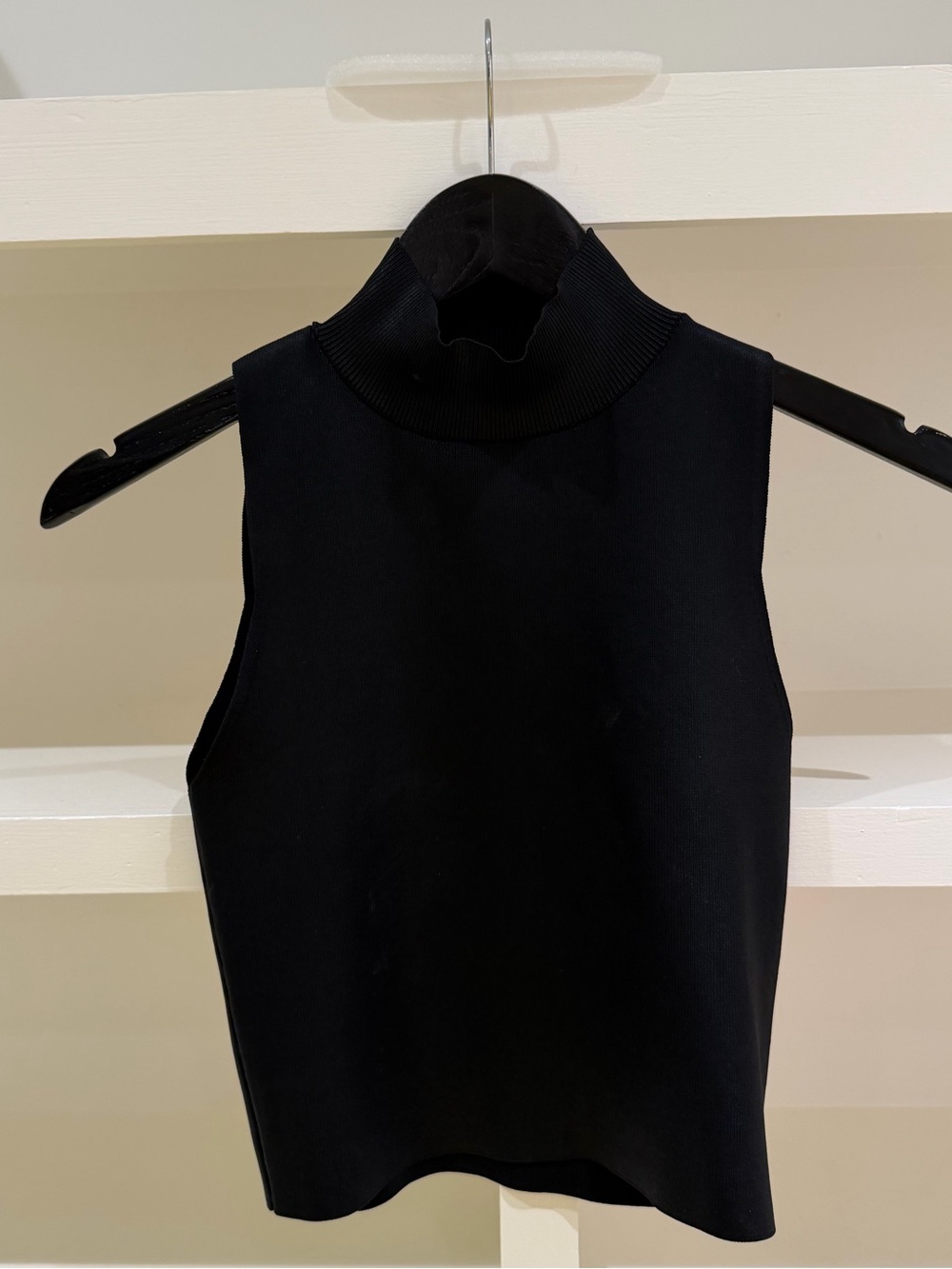 Zara Black Shiny Turtleneck Tank Top (size small)